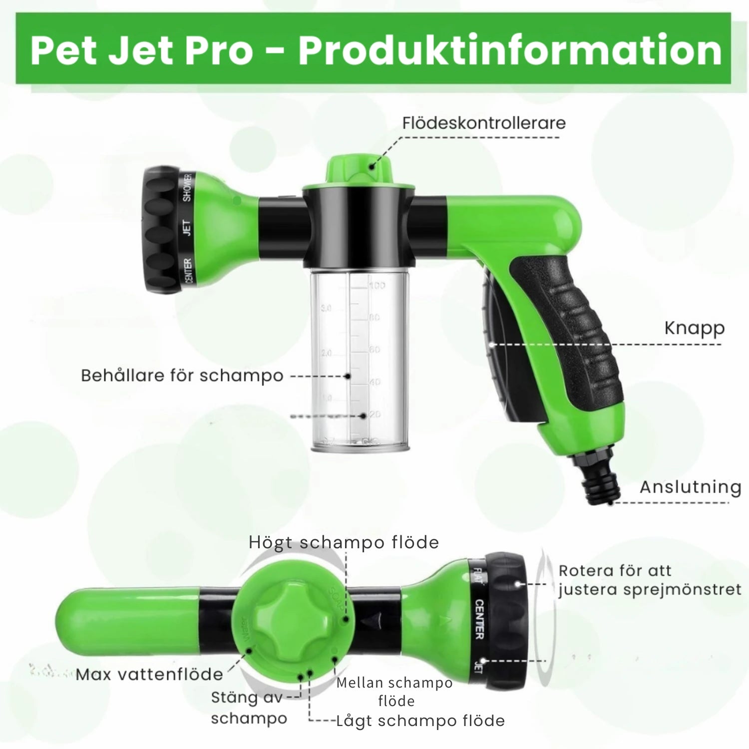 Pet Jet Pro Skumspruta + Adaptrar